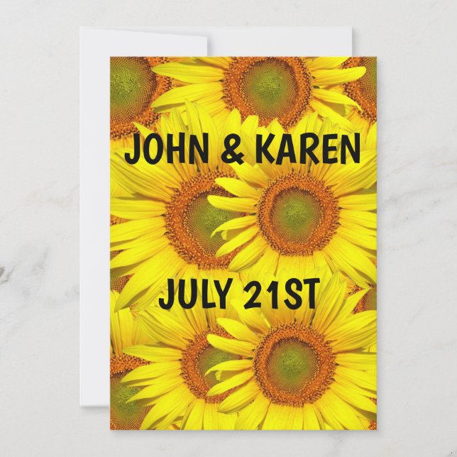 SUNFLOWER BRÖLLOP PERSONLIG INVITATIONS INBJUDNINGAR (Framsida)