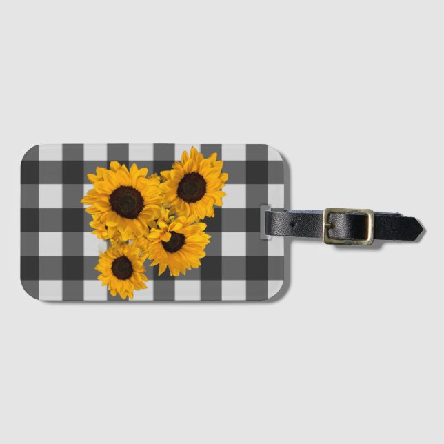 Sunflower Buffalo Plaid Bagagebricka (Framsida horisontal)