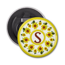 Sunflower Button Bottle Opener