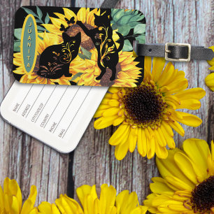 Sunflower Cats – Akvarell Blommig Konst Bagage Tag Bagagebricka