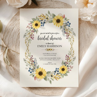 Sunflower Corner Bridal Shower Invite Rustic Style Inbjudningar