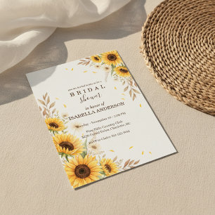 Sunflower Corner Bröllopsdusch Rustik Stil Inbjudningar