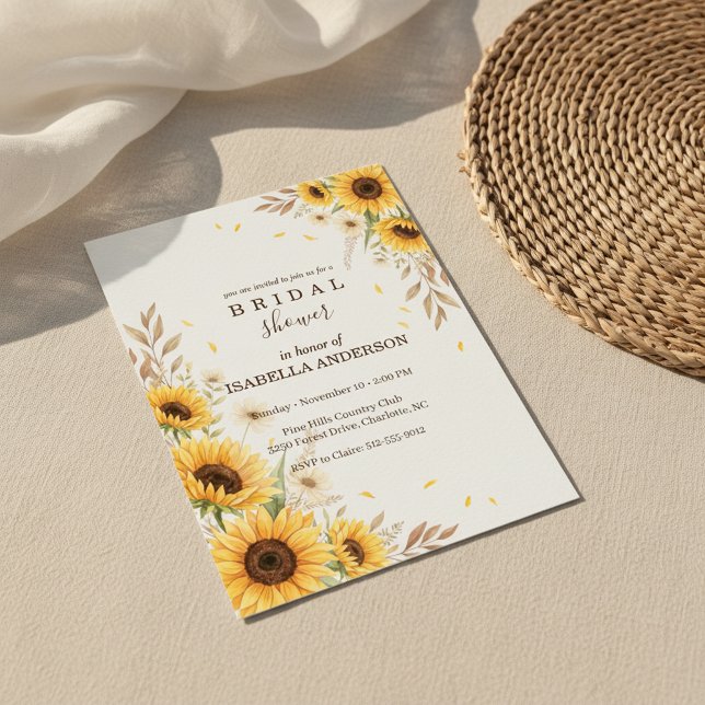 Sunflower Corner Bröllopsdusch Rustik Stil Inbjudningar (country bridal shower rustic
fall floral invitation sunflower
organic botanical corner design)