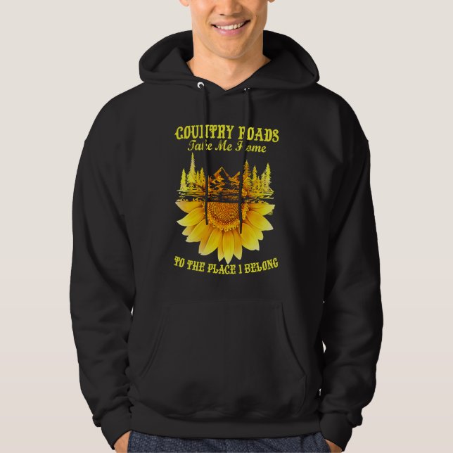 Sunflower Country Roads Take Me Home  Farmer Hoodie (Framsida)