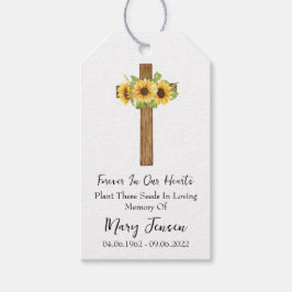Sunflower Cross Memorial Funeral Seed Packet  Presentetikett