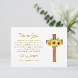 Sunflower Cross Sympathy Thank You Card Tack Kort