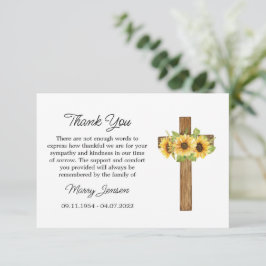Sunflower Cross Sympathy Thank You Card Tack Kort