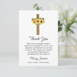 Sunflower Cross Sympathy Thank You Card Tack Kort