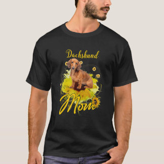 Sunflower Dachshund Mom Dog Mother's T Shirt