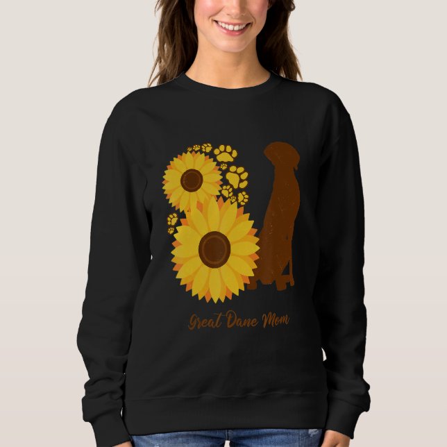 Sunflower Dog Mom - Great Dane T Shirt (Framsida)