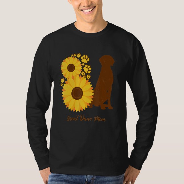 Sunflower Dog Mom - Great Dane T Shirt (Framsida)