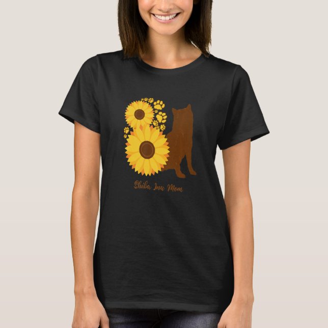 Sunflower Dog Mom - Shiba Inu Premium T Shirt (Framsida)