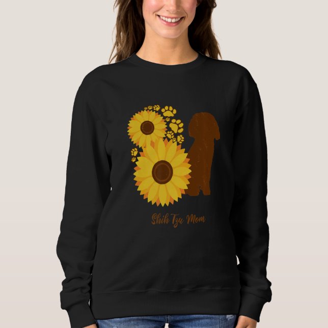 Sunflower Dog Mom - Shih Tzu Premium T Shirt (Framsida)