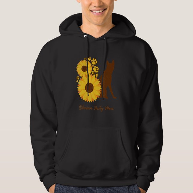 Sunflower Dog Mom - Siberian Husky Hoodie (Framsida)