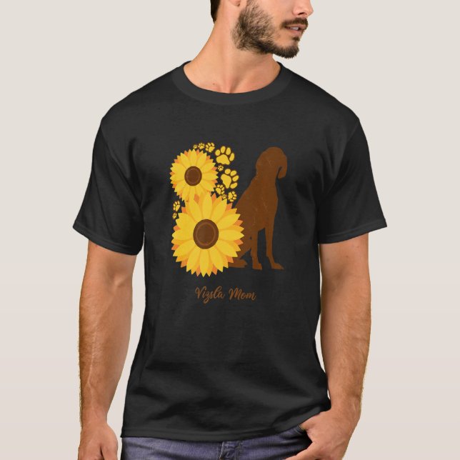 Sunflower Dog Mom - Vizsla Premium T Shirt (Framsida)