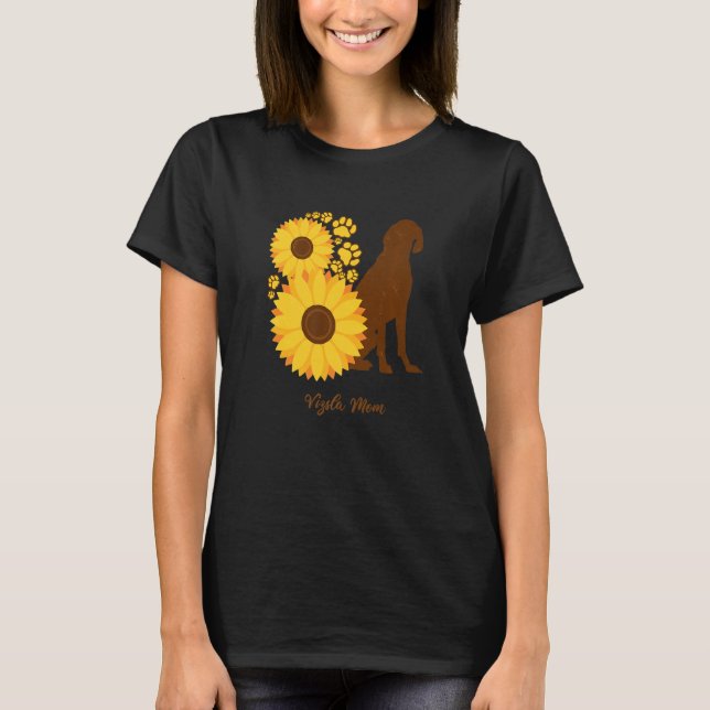 Sunflower Dog Mom - Vizsla Premium T Shirt (Framsida)