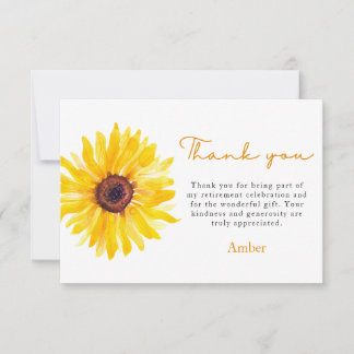 Sunflower Educator's Retirement Thank You Card Tack Kort