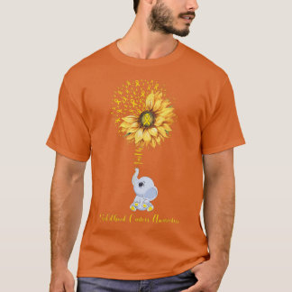 Sunflower Elephant Gold Ribbon Childhood Cancer Aw T Shirt