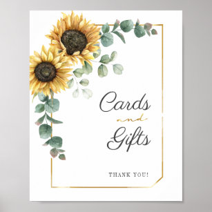 Sunflower Eucalyptus Rustic Cards and Gifts Sign Poster
