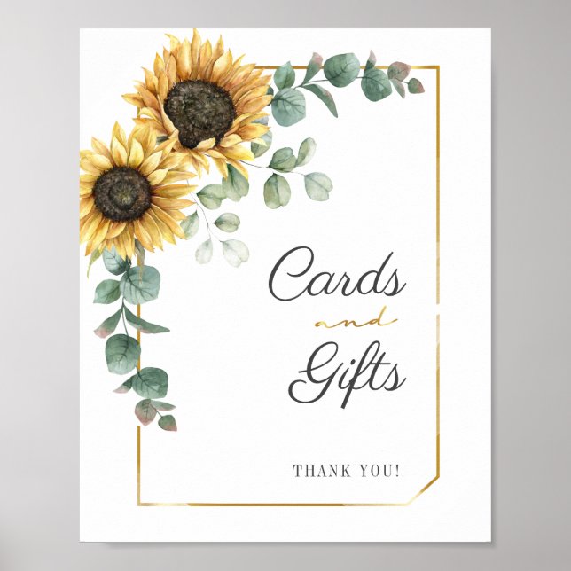 Sunflower Eucalyptus Rustic Cards and Gifts Sign Poster (Framsidan)