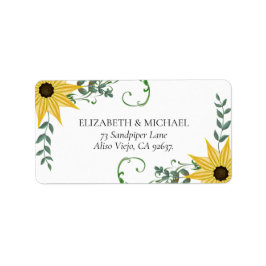 Sunflower Eucalyptus Watercolor Floral return addr Adressetikett