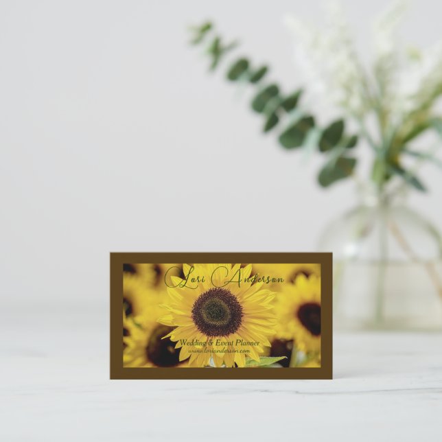 Sunflower Event Planner Business Card Visitkort (Stående Fram)