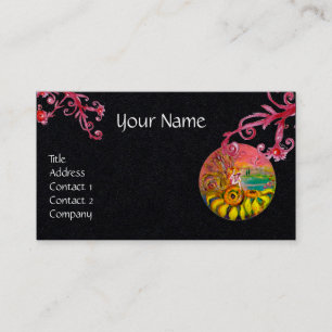 SUNFLOWER FAIRY,Lila Red Flourings Black Papper Visitkort
