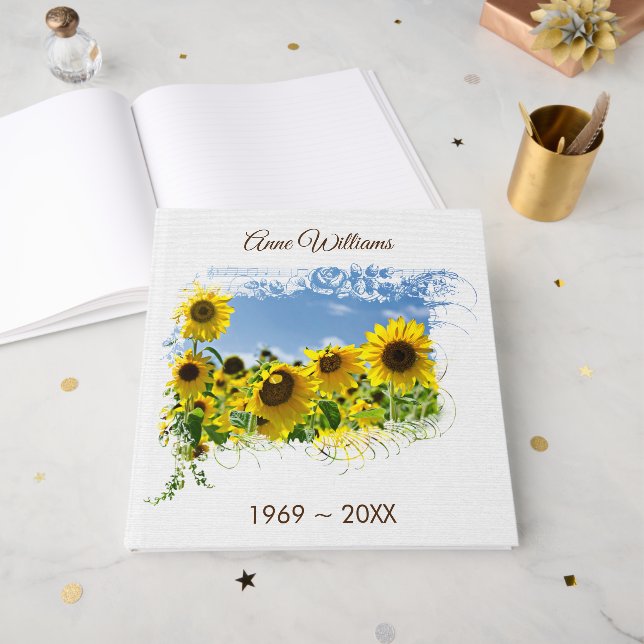 Sunflower Field Memorial Service Guest Book Gästböcker (Framsidan öppen)