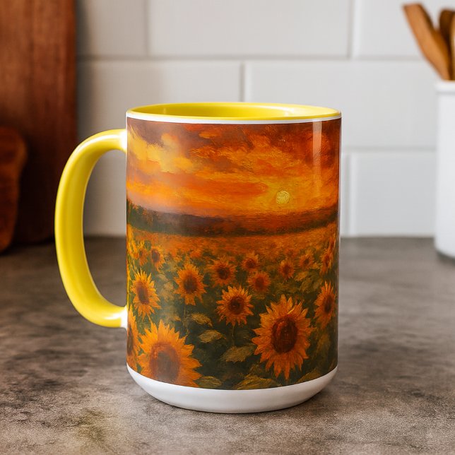 Sunflower Field Sunset Mugg (Skapare uppladdad)