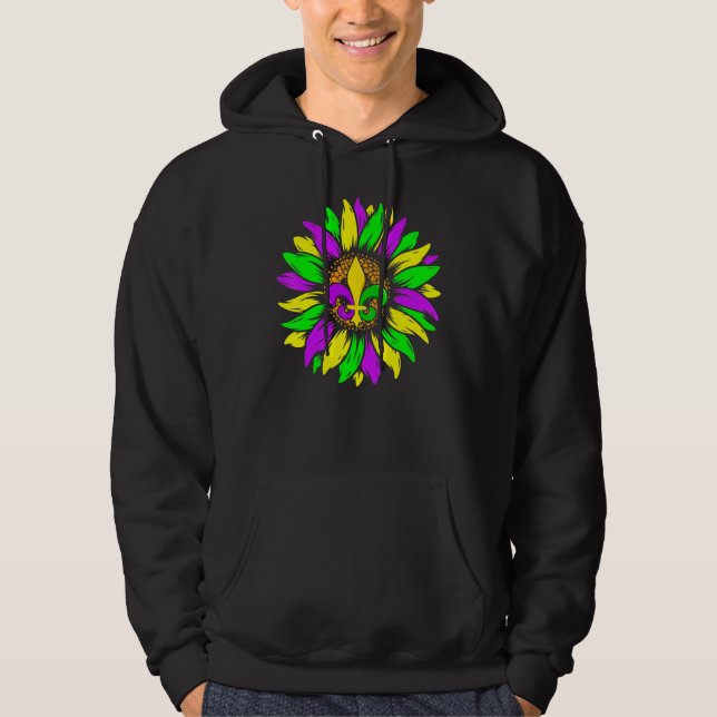 Sunflower Fleur De Lys Mardi Gras Funny New Orlean Hoodie (Framsida)