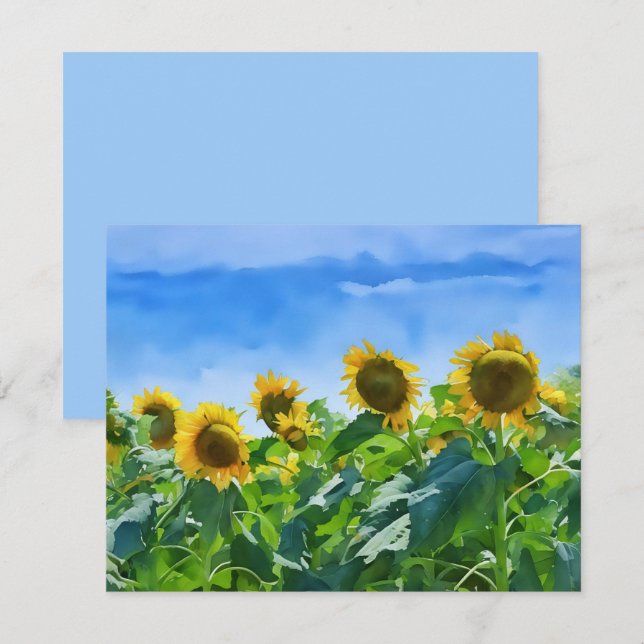 Sunflower Floral Art Note Card Set Anteckningskort (Fram/baksida)