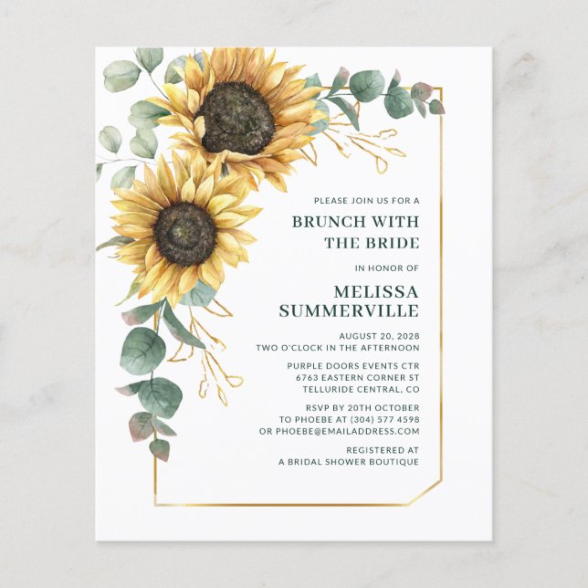 Sunflower Floral Bridal Shower Invitation (Framsida)