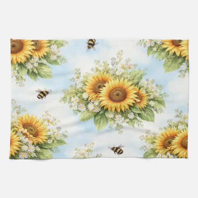 Sunflower Floral Kitchen Towel Kökshandduk (Horisontell)