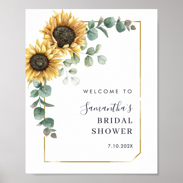 Sunflower Floral Script Bridal Shower Welcome Poster (Framsidan)