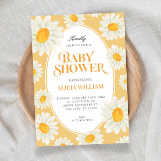 Sunflower Floral seamless pattern baby shower Inbjudningar