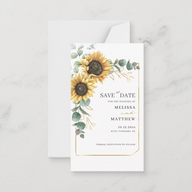 Sunflower Floral Wedding Save The Date Anteckningskort (Framsida)