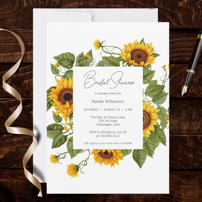 Sunflower Frame Bridal Shower  Inbjudningar (Skapare uppladdad)