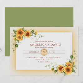 Sunflower Frame Wedding  Invitation Inbjudningar
