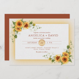 Sunflower Frame Wedding  Invitation Inbjudningar
