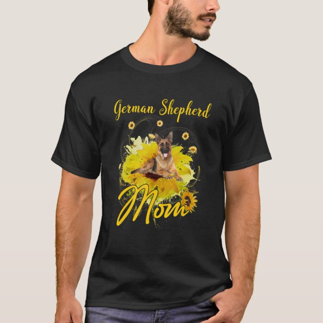 Sunflower German Shepherd Mom Dog Mother's T Shirt (Framsida)