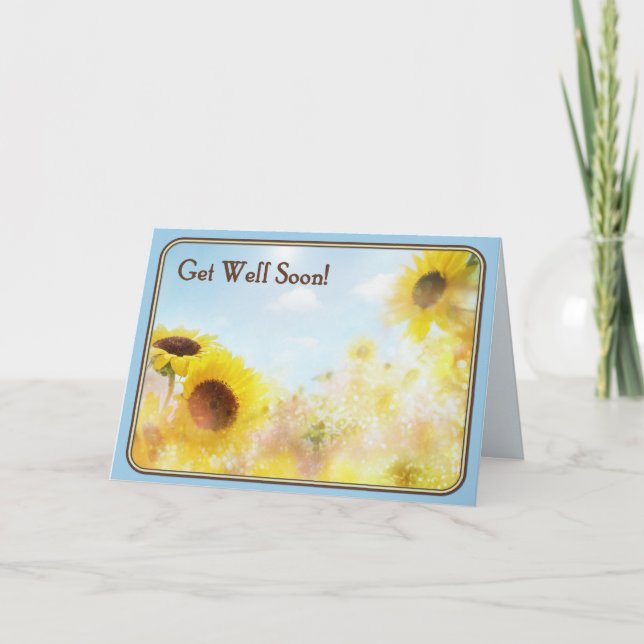 Sunflower Get Well Wishes Kort (Framsida)