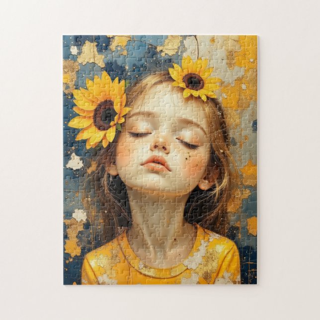 sunflower girl painted pussel (Vertikal)