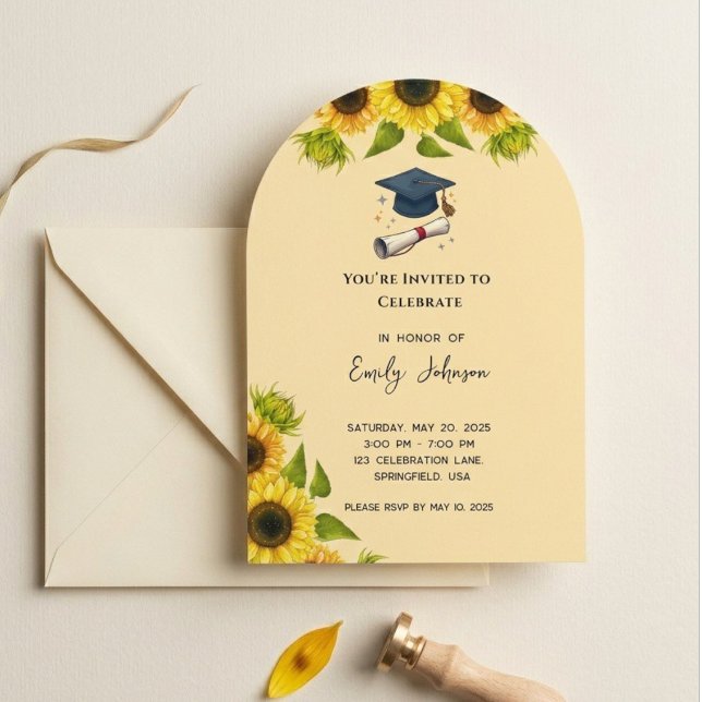 Sunflower Graduation Party Invitation Inbjudningar (Skapare uppladdad)
