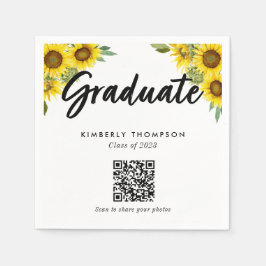 Sunflower Graduation QR Code Party Photo Share Pappersservett