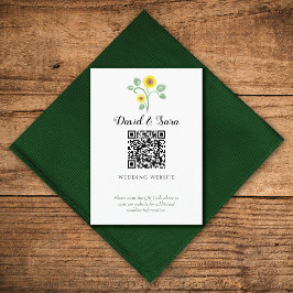 Sunflower Greenery QR Code Wedding Tilläggskort