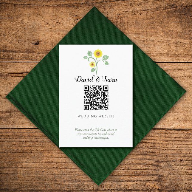 Sunflower Greenery QR Code Wedding Tilläggskort (Skapare uppladdad)