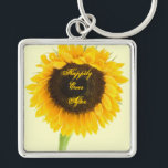 Sunflower Happily Ever After Honeymoon KeyChain Fyrkantig Silverfärgad Nyckelring<br><div class="desc"></div>