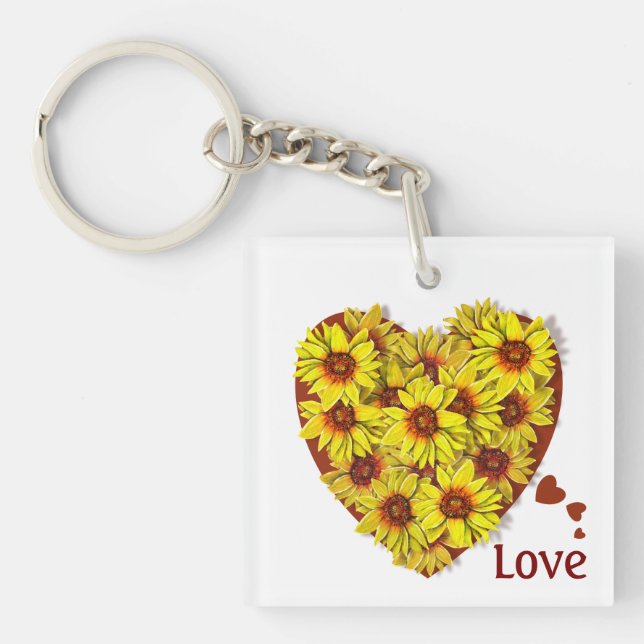 Sunflower Heart Acrylic Keychain (Framsidan)