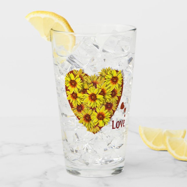 Sunflower Heart Drinking Glass Glaskopp (Framsida Ice)