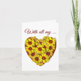 Sunflower Heart Folded Greeting Card Kort